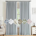 Kayne Studio Blue Fog Pinch Pleated Full Blackout Curtains, Linen Blend Room Darkening Thermal Insulated Soundproof Drapes, 95 Inch Back Tab Window Curtains for Living Room Bedroom (2 Panels, 40"x95") by KayneStudio