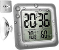 Large Waterproof Bathroom Shower Wall Clock, Big Digital Water Resistant Shatterproof Clock Thermometer Hygrometer for Bath, Temperature & Humidity Meter, Hanging & Table Standing & Mirror Suction Cup by HomemelindaExquisiteClock