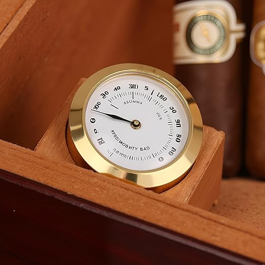 Gold Upgraded Hygrometer Humidity Meter Mini 38mm Round Glass Analog Hygrometer Suitable for Humidors Guitar Violin Thermometer for with Probe - Image 7
