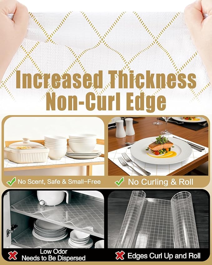 Shelf Liners for Kitchen Cabinets Non-Adhesive, Non-Slip Thickened Shelf Paper Waterproof Washable for Drawer Dresser Pantry Shelve Bathroom Protector Liner - Image 4