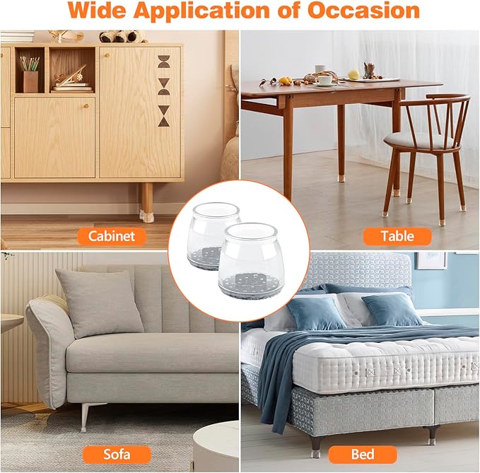 36pcs Round Chair Leg Floor Protectors, Felt Pads Chair Leg Protectors for Hardwood Floors, Silicone Furniture Feet Cups Covers Felt Pads, Prevents Scratches & Reduce Noise, Clear, X-Small - Image 7