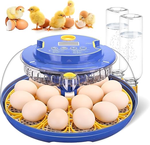 Egg incubators for Hatching Eggs, Automatic Egg Turning 12-24 Poultry Incubator with Temperature Control,Automatic Water Adding,℉ Display,360° View for Hatching Chickens, Duck,Quail,Goose Eggs (M18H) by Unknown