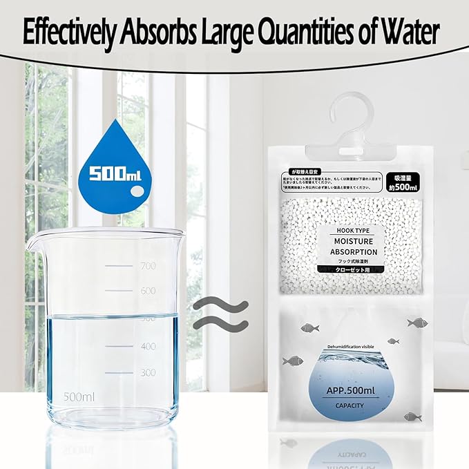 Moisture Absorbers 12 Pack，Hanging Closet Dehumidifier Bags,Humidity Packs, Humidity Absorber in Wardrobes, Bedrooms, Bathrooms - Image 3