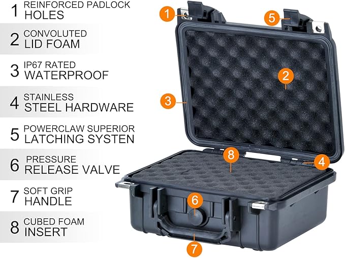 MEIJIA Portable All Weather IP67 Waterproof Protective Case,Hard Camera Case,Dry Case with Customizable Foam,Fit Use Of Drones,Camera,Equipments,10.62 x9.68x4.87inches - Image 6