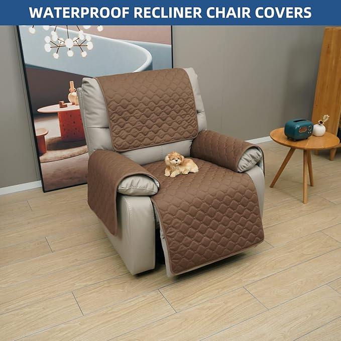 Eismodra Waterproof Recliner Chair Covers for Reclining Couch Slipcovers Seat Cushion,Anti-Slip Sofa Cover for Dogs Pets Furniture Protector Washable,Brown Set (3 Pieces) - Image 7