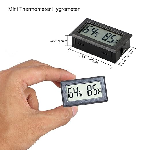 Reptile Thermometer Hygrometer Meter Indoor Temperature Gauge Fahrenheit ℉ Mini Digital Humidity for Outdoor Office Humidors Jars Incubators Guitar Case (1) - Image 2