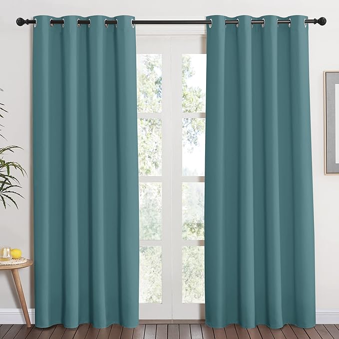 NICETOWN Blackout Curtain Blind Window Panel - (Sea Teal Color) Home Decor Window Treatment Drape Modern Design Drapery for Patio Door Room, 52Wx84L,1 Panel by NICETOWN