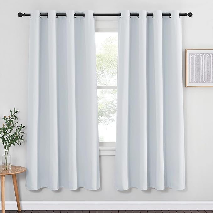 NICETOWN Room Darkening Curtain for Living Room - Easy Care Solid Energy Saving Grommet Room Darkening Curtain/Panel/Drape for Bedroom (1 Panel, 52 by 72, Greyish White) by NICETOWN