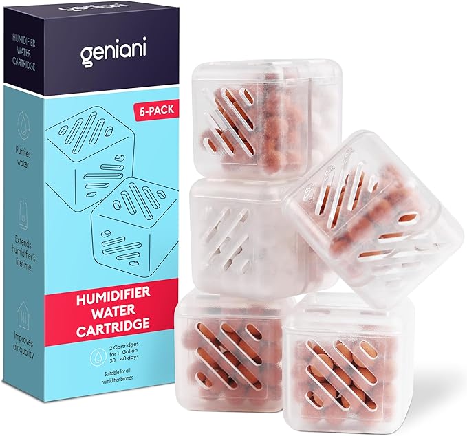 Humidifier Water Cartridge (5-Pack) Compatible with LEVOIT, GENIANI, EVERLASTING, Universal Humidifier Cleaner, Demineralization Cleaning Cartridges - Water Replacement Tablets by GENIANI