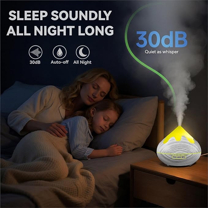 500ML Essential Oil Diffuser, Large Aromatherapy Diffuser with Remote Control, Air Diffusers for Home Office Room, Fragrance Humidifier with 7 Color LED & 2 Mist Mode, Glacier White - Image 7