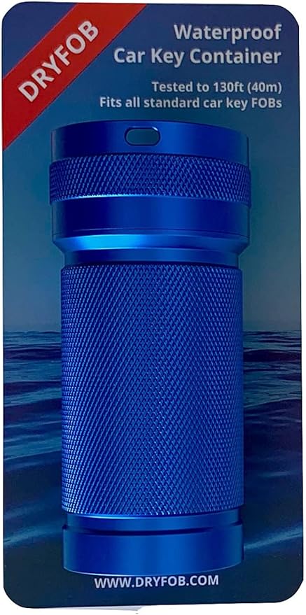 DRYFOB Waterproof PLB or Car Key Container, Case, Holder for Scuba Diving and Watersports, Rugged Aluminum, Rated to 1,200ft (365m) by DRYFOB