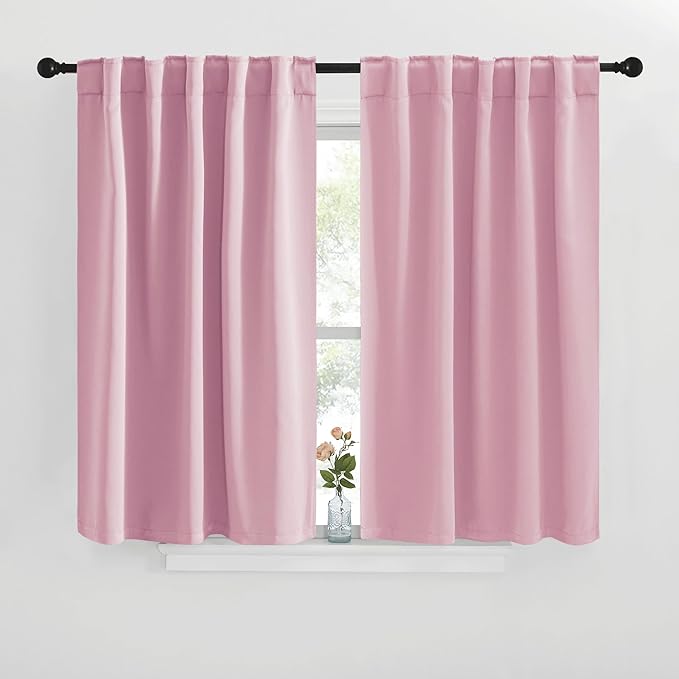 NICETOWN Blackout Curtain Panels for Living Room - (Rouge Pink Color) 29x36 inch, 2 Panels Set, Room Darkening Blackout Drapes for Window by NICETOWN