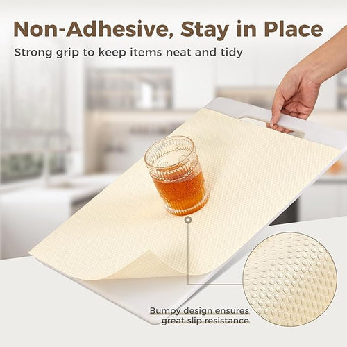 100% EVA Shelf Liner for Kitchen Cabinet, 18" x 120" Drawer Liners Non Adhesive Non Slip Waterproof Plastic Paper, Dresser Pantry Bathroom Refrigerator Protector, Cream - Image 2
