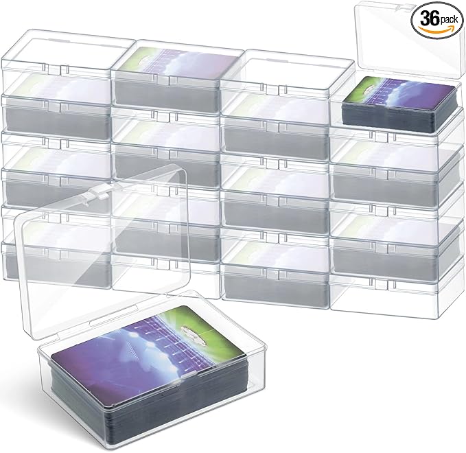 Vicenpal 36 Pcs Playing Card Boxes Clear Plastic Deck Cases Trading Card Storage Boxes Compatible with MTG TCG 100 Game Cases Holder 4.45 x 2.91 x 1.35 Inch by Vicenpal