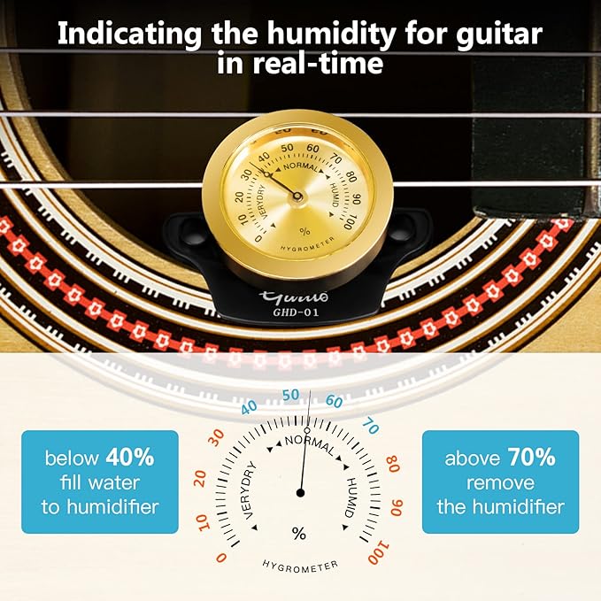 Guitar Humidifier - Guitto 2-in-1 Humidity Care System for Acoustic Guitar Humidifier Hygrometer GHD-01 - Image 3