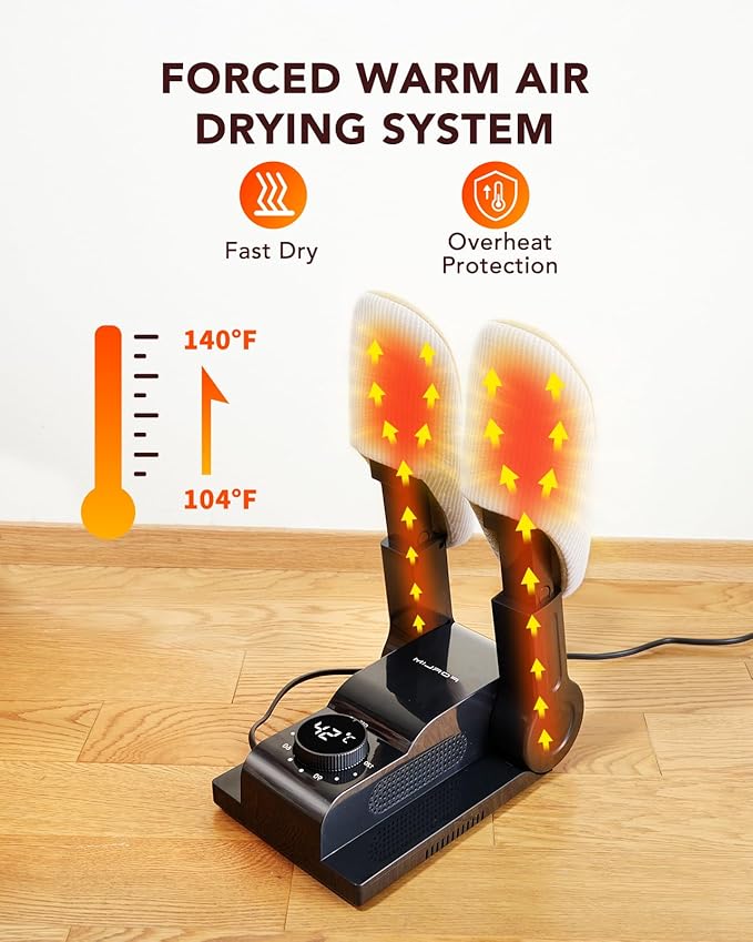 FORLIM Boot Dryer for Work Boots, Shoe Dryer with Heat Blower, Glove Dryer & Boot Warmer - 180° Adjustable Dry Rack - Telescopic Bendable Dry Ports - Intelligent Timer - Black - Image 6