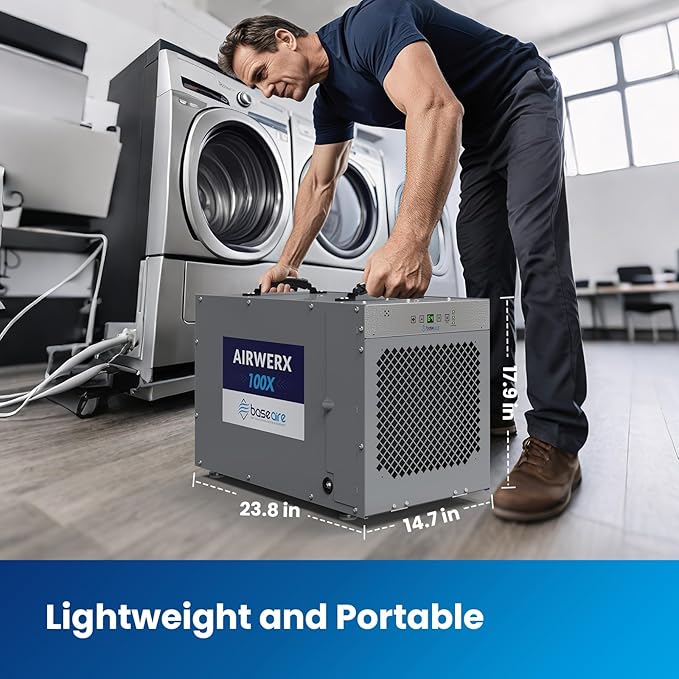 BaseAire 220 Pints Crawlspace Dehumidifiers with Pump and Drain Hose, Commercial Dehumidifier for Home,Garage and Basement, Large Capacity, Compact, Auto Defrost, Intelligent Control, Up to 2900 Sq Ft - Image 8