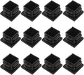 12 Pack 3/4" Square Plastic Plugs, Black Tubing End Caps Plugs Insert for Square Tube and Furniture Legs by Bonsicoky