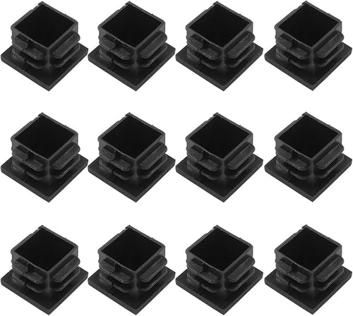 12 Pack 3/4" Square Plastic Plugs, Black Tubing End Caps Plugs Insert for Square Tube and Furniture Legs by Bonsicoky