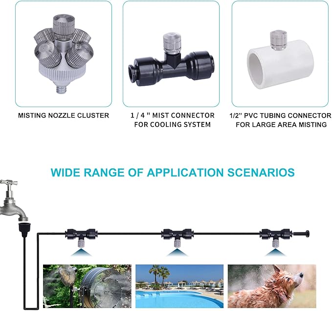 Fogland Misting Nozzles for Cooling System:35pcs Clogging-Prevent Cleanable Stainless Steel Mist Nozzles 0.016" Orifice 10/24 UNC for Patio Garden Trampoline - Image 5