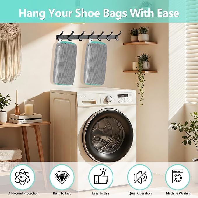 Shoe Washing Machine Bag, Shoe Cleaning Bag, Reusable Laundry Shoes Bag for Washer & Dryer Cleans & Protects All Shoes Types 4PCS (Grey) - Image 7