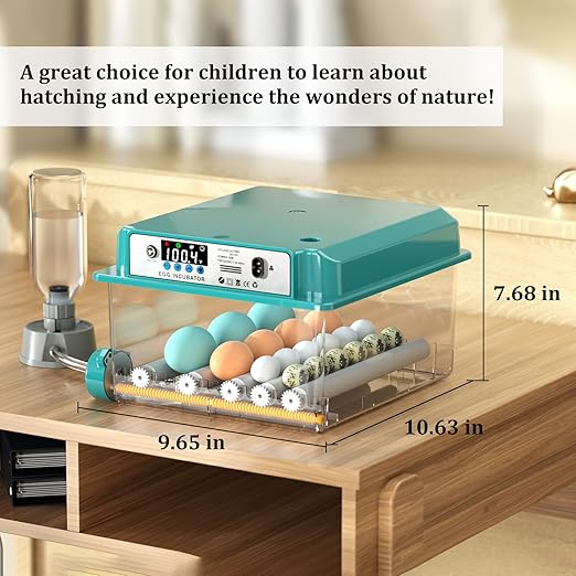 Incubators for Hatching 16 Eggs, Egg Incubator with Automatic Egg Turning and Humidity Fill, Temperature Control, Incubator with Adjustable Rollers for Chickens, Ducks, Geese, and Quails - Image 9