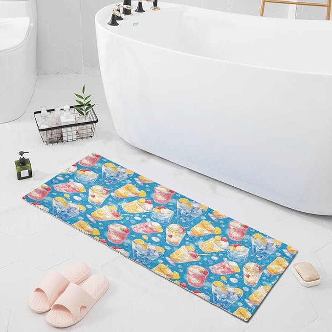 Summer Drink Cool Ice Blue Decorative mats for Bathroom Non Slip Anti-Mold Rug for Bathroom for Living Room Accessories 39x20in alfombra para ba?o - Image 8