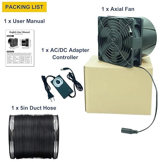 5in Air Exhaust Fan Fume Extractor, 6000RPM 210CFM DC12V Fan w/ 6.5ft Hose for 3D Printer, 3D Laser, Grow Tent, DIY - Image 6