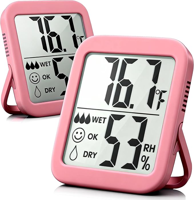 Antonki 2 Pack Room Thermometer for Home, Hygrometer Indoor Humidity Meter Gauge, Digital Temperature and Humidity Sensor Monitor for House, Terrarium, Incubator, Greenhouse - Battery Included by Antonki