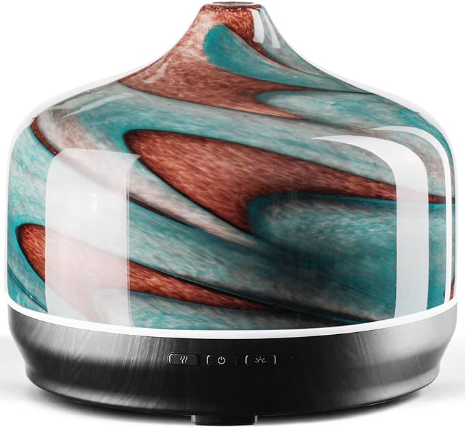 Porseme 500ml Glass Essential Oil Diffuser Aromatherapy Ultrasonic Cool Mist Humidifier 15-21 Running Hours Waterless Auto-Off Air Diffusers for Sleeping Yoga Office Working Spa and Rest (Teal Green) by Porseme