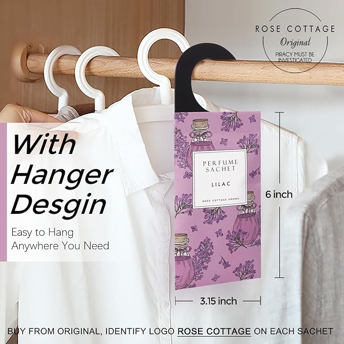 ROSE COTTAGE Large 12 Packs Lilac Hanging Closet Air Freshener Scented Sachets Long Lasting Smell Goods - Image 2