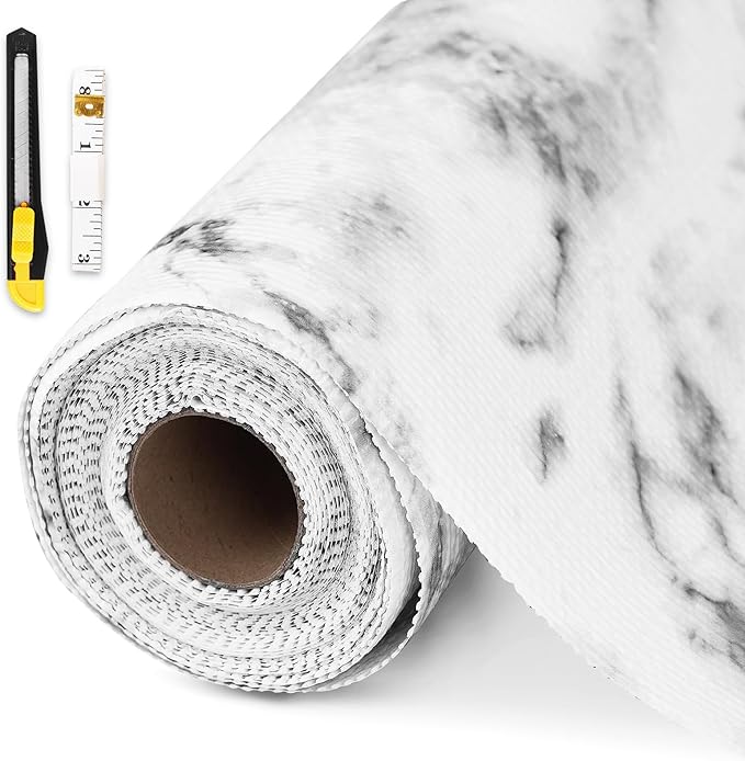 Drawer and Shelf Liner for Kitchen Cabinet,Non-Adhesive Cabinet Liner 12in x 10FT,Waterproof Shelf Paper Non-Slip Mats Cupboard Liners Contact Protect Dresser/Shelves/Table-Marble by GTJ