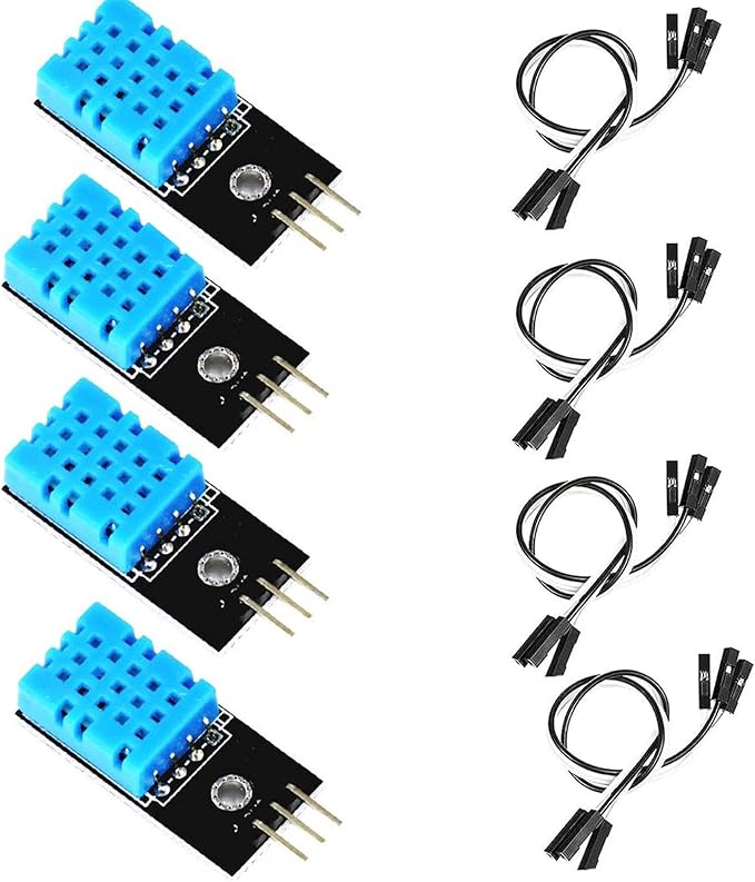 DHT11 Temperature and Humidity Sensor Module Digital Temperature and Humidity Sensor Temperature Measurement Range -20-50 ℃ Delivery Dupont Line (4 pcs) by hadefa