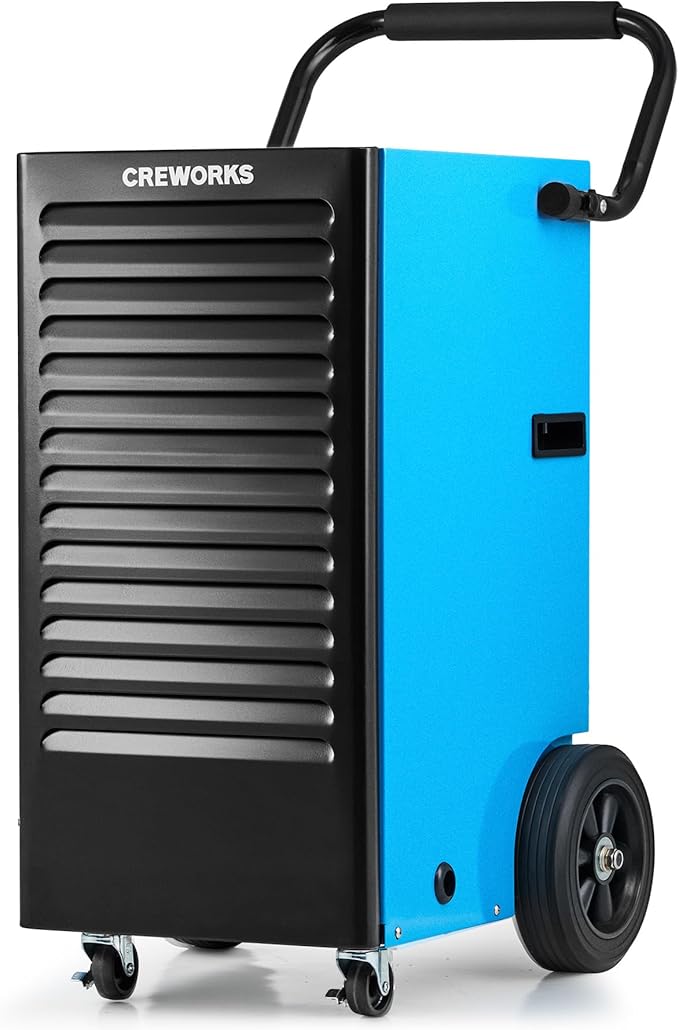 CREWORKS 180 PPD Commercial Dehumidifier, 180 Pint Dehumidifier for Basement with Wheels Drain Hose, Portable Professional Basement Dehumidification with Auto Defrost Display Panel by CREWORKS