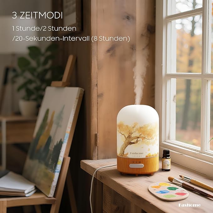 Essential Oil Diffuser Hand Blown Glass, 100ml Small Aromatherapy Diffuser, Auto Shut-Off Function, Ultrasonic Diffusers for Essential Oils, Cool Mist Humidifier with Warm White Lights(Frankincense) - Image 7