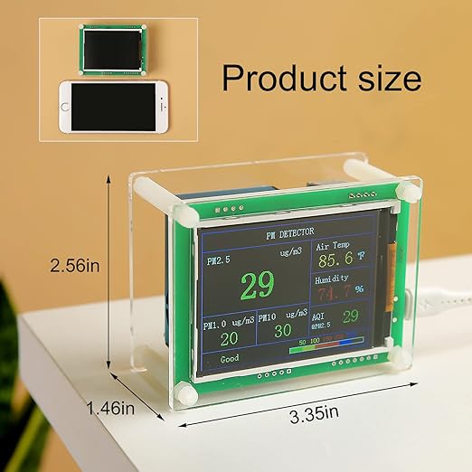 Air Quality Monitor pm2.5 pm10 pm1.0 Detector Indoor air Quality Test kit for Cars ,Home,Office,Hotel etc (PM2.5,AQI) - Image 2