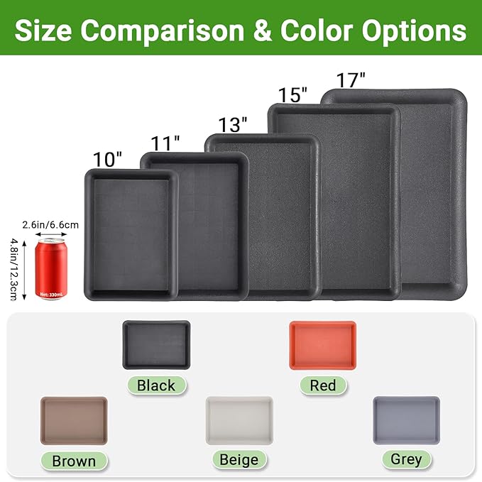 GREANER Grey Plastic Trays 11 Inch, UV Resistant Plant Pot Saucers for Indoor & Outdoor Use, Drip Trays for Potted Plants(Pack of 3) - Image 3