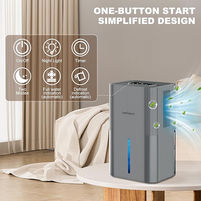 Dehumidifiers for Home 95 OZ Water Tank(1000 sq. ft) Dehumidifier for Bathroom with Auto Shut Off,7 Colors Light, Quiet Sleep Mode Dehumidifier for Bedroom, Basement, RV, Closet - Image 5