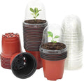 Plant Nursery Pots with Humidity Domes, 50 Sets 4 Inch Soft Nursery Pots Quality Ones (50 Red Pots + 50 Clear Lids), Quality Seeds Starting with Cover by RooTrimmer