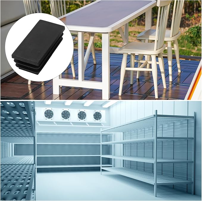 METALLIXITY Rectangle End Caps (50 x 25mm) 24Pcs, Plastic Rectangle Tube Inserts Threaded End Blanking Caps Protector - for Furniture Table Chair Legs, Black - Image 3