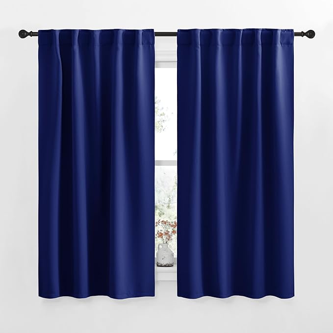 NICETOWN Blackout Curtain Panels for Living Room - (Royal Blue Color) 34x63 Inch, 2 Panels Set, Thermal Insulated Room Darkening Blackout Drapes/Draperies with Rod Pocket & Back Tab for Window by NICETOWN