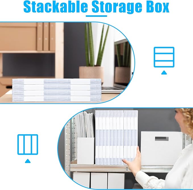 SAYEEC Portable Project Case A4 Plastic Transparent File Storage Box for 8.5"x11" Paper Slim Photo Art Craft Storage Container Scrapbook Document Organizer Magazine Protector for Office School (White) - Image 4