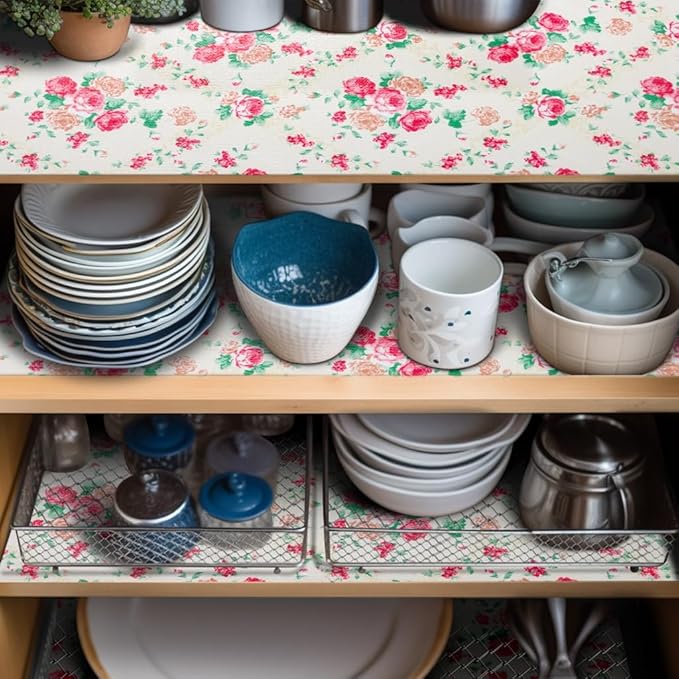 12" W x 60" L Floral Drawer and Shelf Liner for Cabinets, Non-Adhesive Strong Grip Non-Slip Flower Shelf Cabinet Kitchen Shelf Liners for Kitchen Cabinets - Image 8