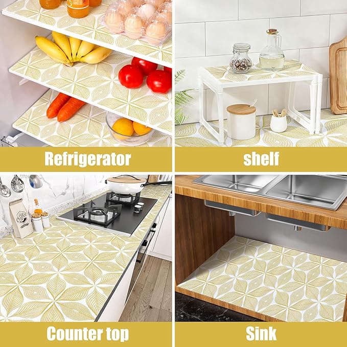 Drawer and Shelf Liner for Kitchen Cabinets Non Adhesive Cabinet Liner Strong Grip Waterproof Kitchen Drawer Liner for Shelves,Refrigerator,Dresser,Cupboard Liners,Easy to Clean 12In x 10Ft - Image 4