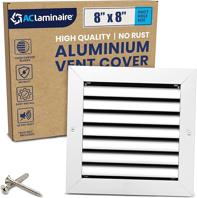 8x8 Inch (Duct Opening) Air Return Vent Cover Decorative – Premium Aluminum AC Vent Cover for Ceiling & Wall, Rustproof Grille, Ideal for Home HVAC Grille, Durable & Easy to Install by ACLAMINAIRE by LAMINAIRE