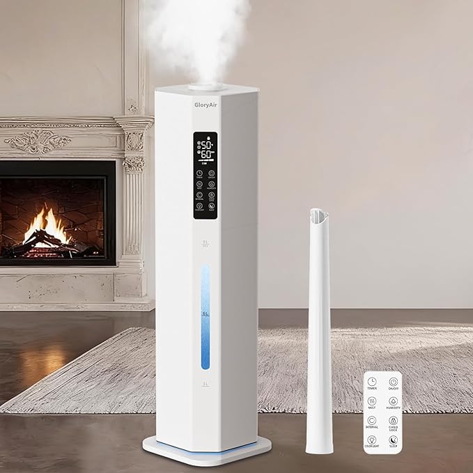 Humidifiers for Bedroom - GloryAir 2.38Gal/9L Top Fill Cool Mist Humidifier for Large Room 500ft² 120H Last with Auto Mode 7-Color Light Humidistat Aroma Box Quiet Humidifiers for Plants Baby & Adults by PeaceCozinessComfortable