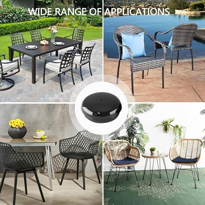 1.5 Inch Furniture Glides, 38-Pack Black Replacement Chair Leg Caps for Wrought Iron Patio Sets, Easy Install Floor Protectors for Outdoor Furniture - Image 5