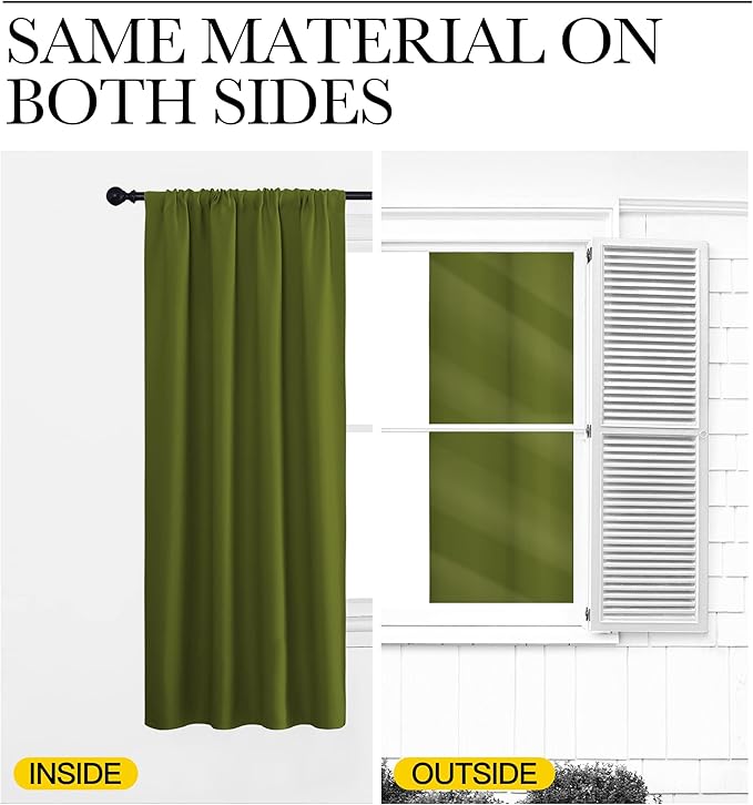 NICETOWN RV Blackout Curtains for Camper Windows, Olive, 29" Wide by 40" Long, 2 PCs, Short Blackout Curtains & Drapes, Thermal Insulated Blackout Curtain Panels for Kids Room, Play Room - Image 5