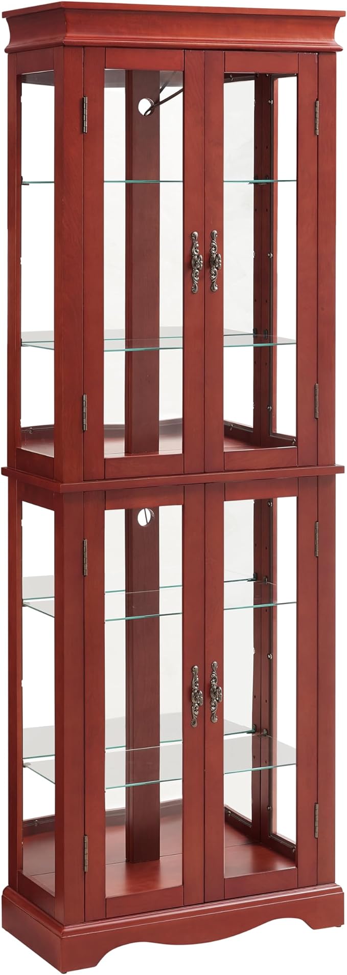 Lighted Glass Curio Cabinet with Lights & Adjustable Shelves,Curio Display Cabinet with Wood Frame,Corner Cabinet for Kitchen,Living Room,Office - Image 3