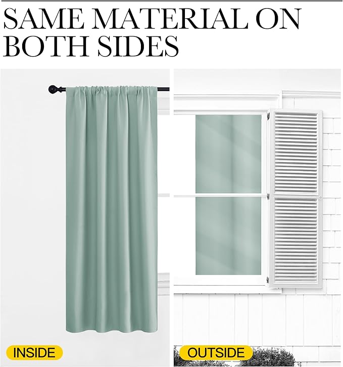NICETOWN Curtains for Living Room 2 Panels, Rod Pocket Thermal Drapes for Bedroom, Room Darkning Fresh Shading Blinds Modern Home Decoration for Girls, W42 x L63 in per Panel, Seafoam Green - Image 6